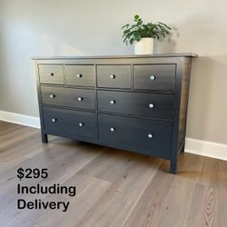 Black Wooden 8 Drawer Dresser – $295 – Free Delivery