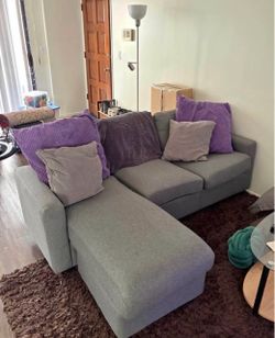 Gray Fabric Sectional Sofa with Chaise