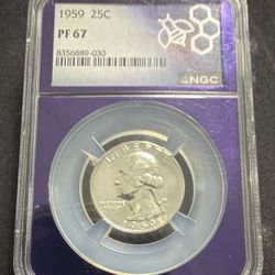 1959 25C Washington Quarter NGC PF-67 90% Silver