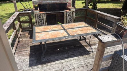Aluminum and tile outdoor table Aluminum and tile outdoor table