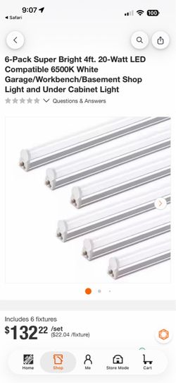 8 4ft 20W LED Shop Light Fixtures