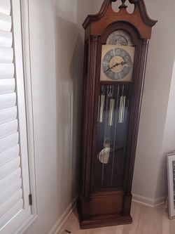 Grandfather Clock Cherry Wood Finish