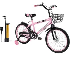 Brand new 18 Inch Kids Bike with Training Wheels, Adjustable Seat, Carbon Steel Frame, Dual Brakes, Anti-Slip Wheels, Easy Assembly Yout