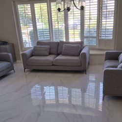 Modern Unique Sofa Set With Loveseat And Accent Chair 