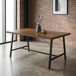 Homy Casa FORS Dining Table 63" Crimson Dining Room Vintage Brown