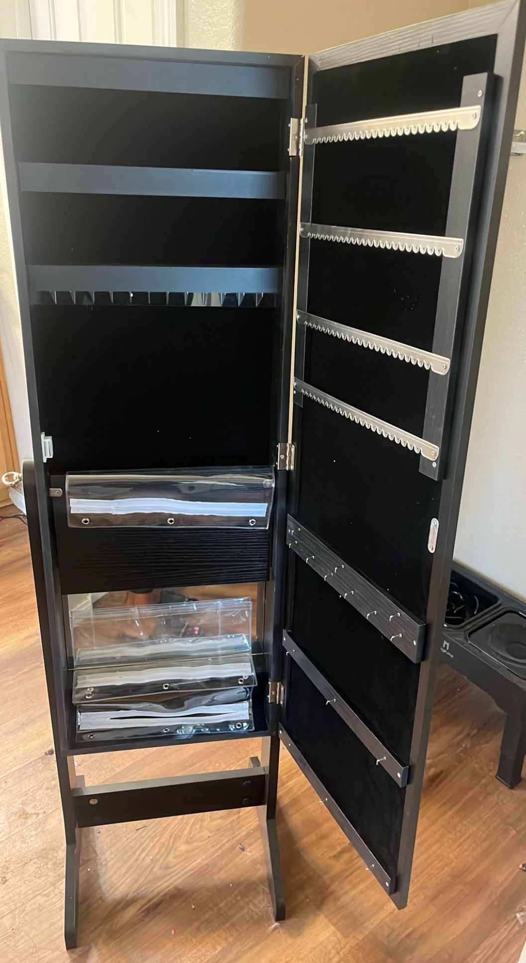 Jewelry Cabinet with Full Length Mirror, Lockable Jewelry Storage Organizer