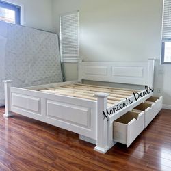 Cal King Or King Solid Wood Bed Frame With 3 Drawers $700