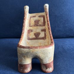 Ceramic Funerary Chair Replica Earth Tone Pottery