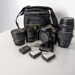 CANON EOS REBEL T3 + 3 LENSES