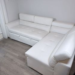 L-Shaped Sectional Corner Sofa with Pull Out Sleeper Sofa Bed &  Ottoman