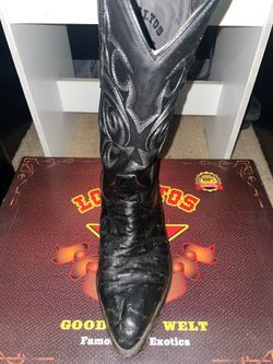 Ostrich black leather boots