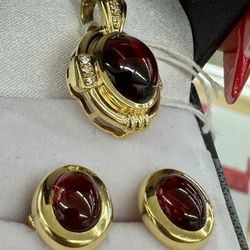 14k Cabochon Garnet Set ‼️ASK FOR LORENA‼️