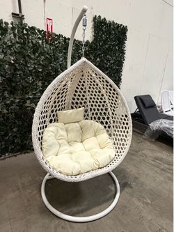 New Outdoor Patio Hanging Egg Chair Birdcage with Stand