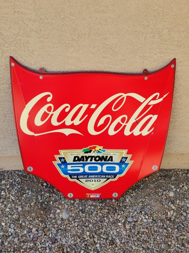 COCA COLA NASCAR DAYTONA 500 VINYL HOOD SIGN RACE RACING