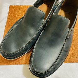 CLARKS 1825 Mens Driving Moccasin Loafer Navy Blue Leather Comfort Size 13