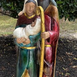 4’ Nativity Scene With Mary Joseph And Baby Jesus