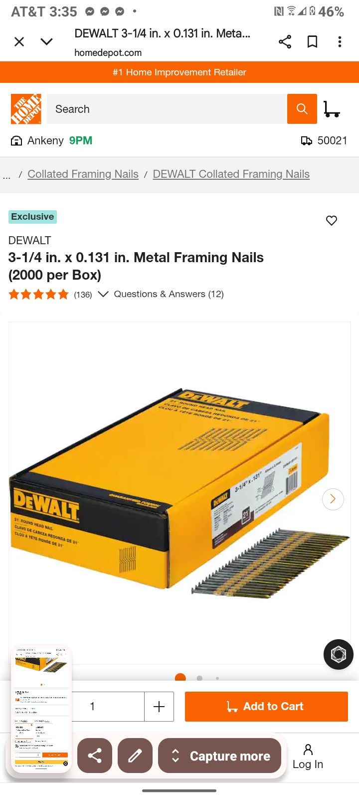 21 Degree 3 And A Quarter Inch Round Head DeWalt Framing Nails