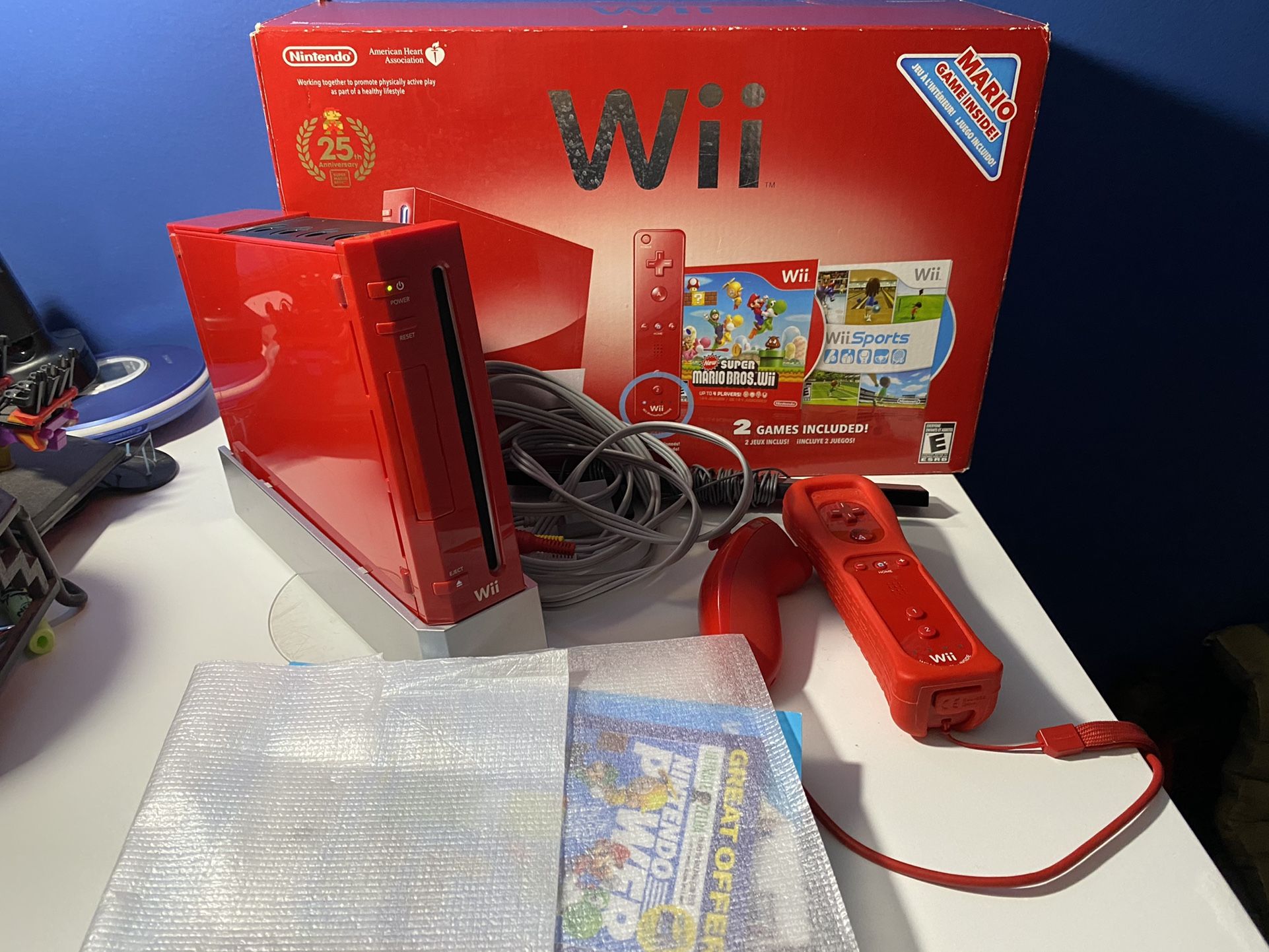 Nintendo Wii System Red Mario 25th Anniversary Edition
