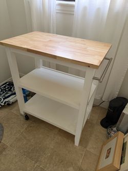 Kitchen Cart with Butcher Block Top