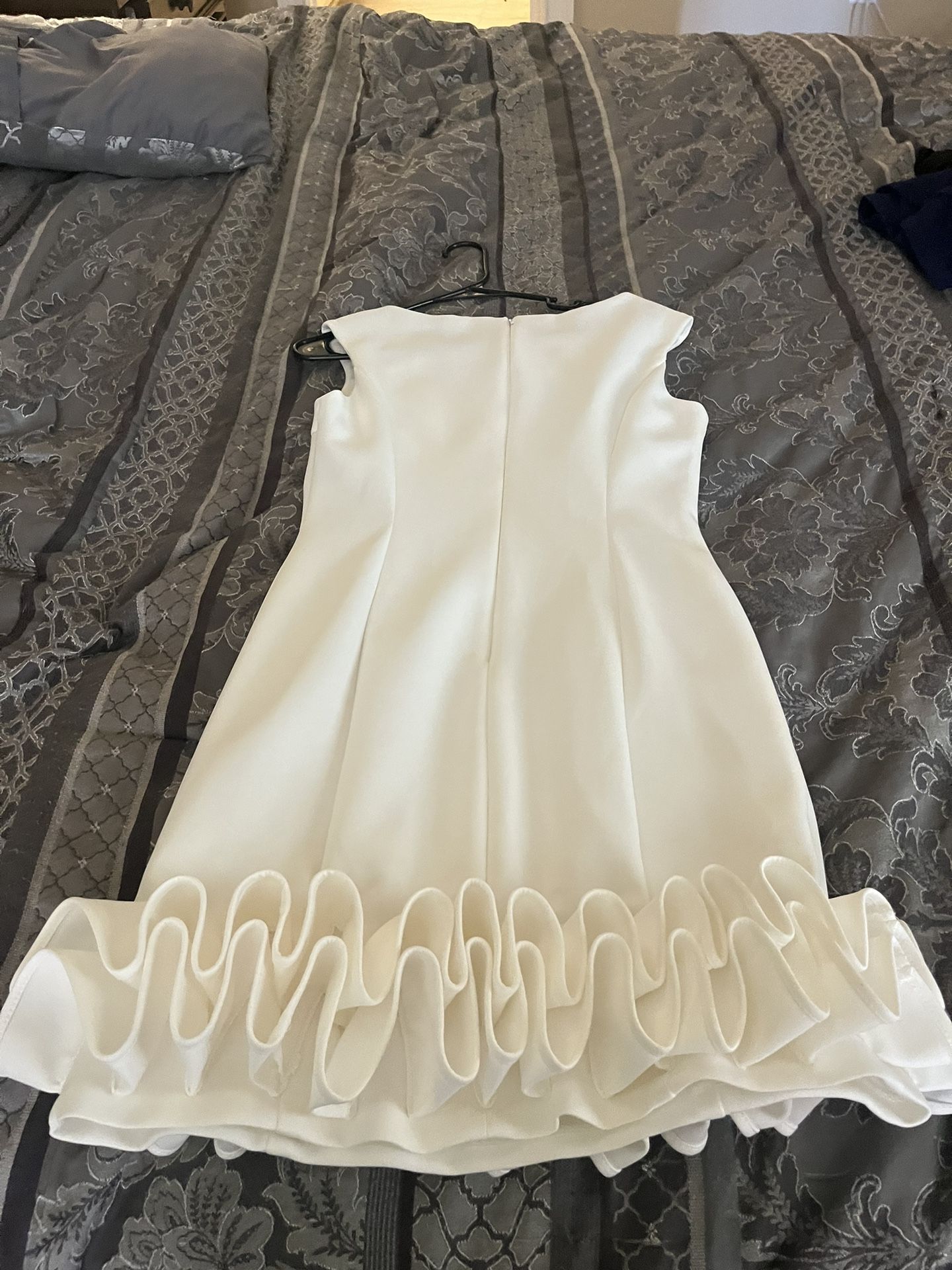 Donna Ricco Ruffle Dress Size 8-have Red,white, And Navy