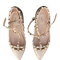 Authentic Valentino Rockstud Gold Flats size 8