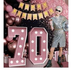 70th-Birthday Decorations: Large 3ft Light Up Number Rose Gold