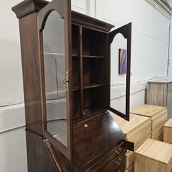 Vintage 2-Piece Hutch – Solid Wood with Glass Display