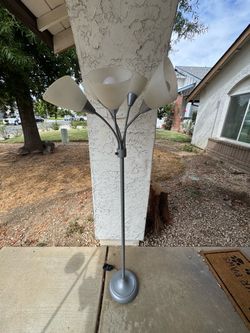 Floor Lamp, 5 Light, Silver/White, “Medusa”
