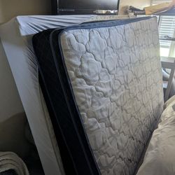 Pillow Top Queen Mattress And Box Spring Set And Metal Frame