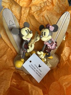 Disney Aulani Mickey & Minnie Mouse Surf Board Figurine