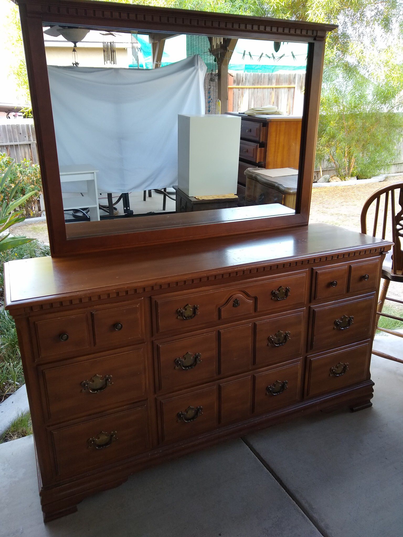 Solid cherry wood dresser with mirror