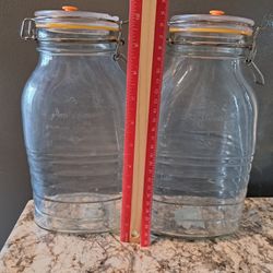 Glass Storage Jar w/ Locking Clamp Lid - 2 Available  - New