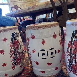 Floral Garden Stool Porcelain