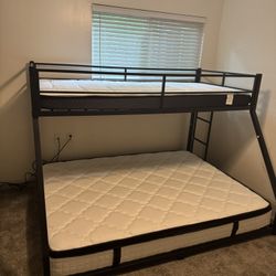 Metal Frame Bunk Bed with Mattresses