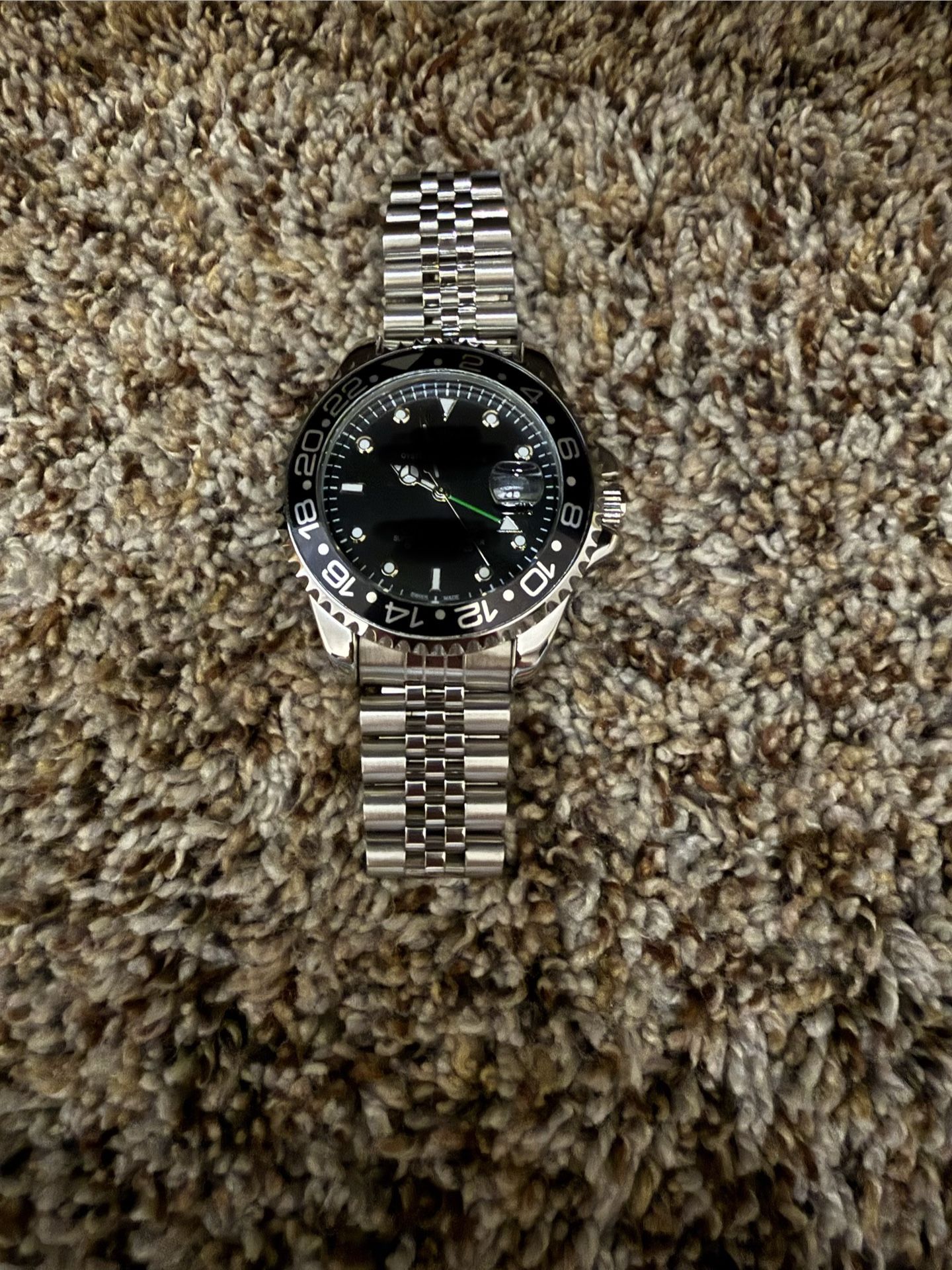 black and silver watch