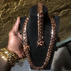 🌹💎 Chain 20mm Miami Cuban Link Rose Gold Plated Chain Necklace 18k & 14k👑