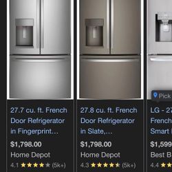 ADORA SERIES BY GE® 27.7 CU. FT. FRENCH-DOOR REFRIGERATOR  Model : DFE29JSDASS Serial : TZ505648