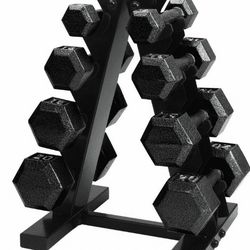 Brand new dumbbells 5-20 lbs with weight rack