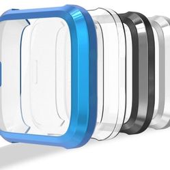 Fitbit Versa *Lite* Screen Protector Case, 4 Pack - Clear,Black,Silver,Blue