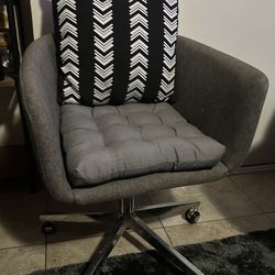 Grey Swivel Desk  Chair w/ additional pillows