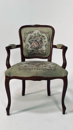 Floral Tapestry Upholstered Wooden Chair