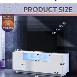 😀 WLIVE TV Stand with LED Lights & Large Storage Cabinet, Modern Entertainment Center for 32/43/50/55 Inch TVs, Sturdy Media Console for Living Room,
