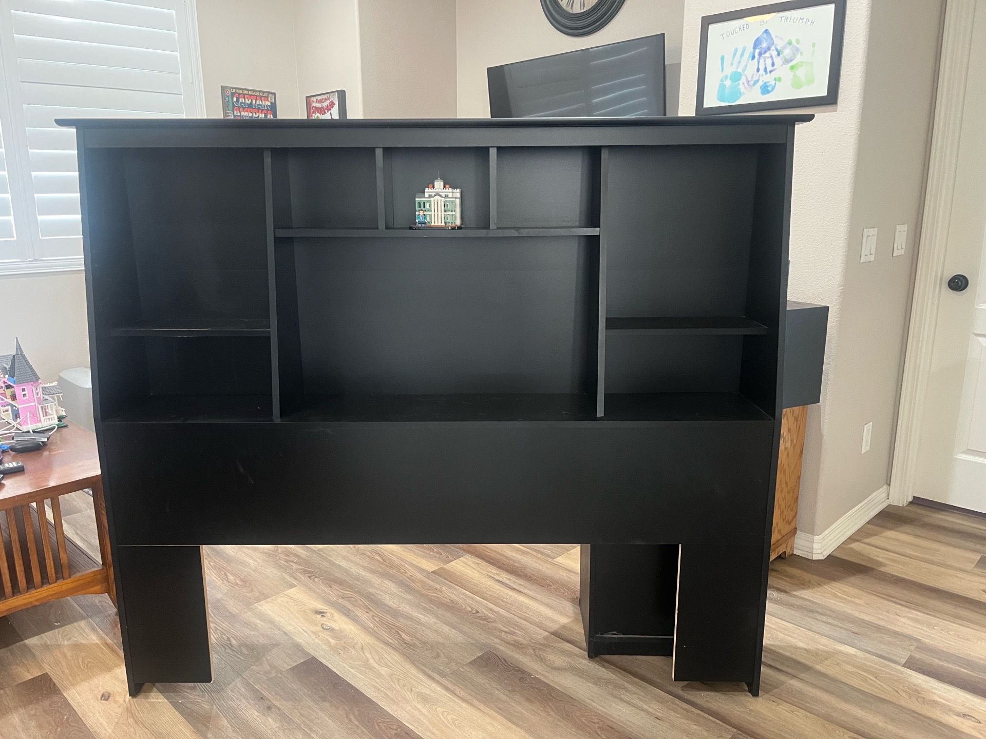 Queen size head board with shelves