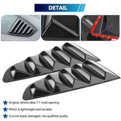 BRAND NEW 2PCS FORD MUSTANG 2015-2023 Glossy Black Side Window Scoop Quarter Louver Cover