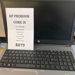 Hp ProBook 650 Laptop With Intel i3 16GB Ram 256 SSD Windows 10 Pro 