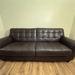 Lightly Used Espresso Brown Leather Couch