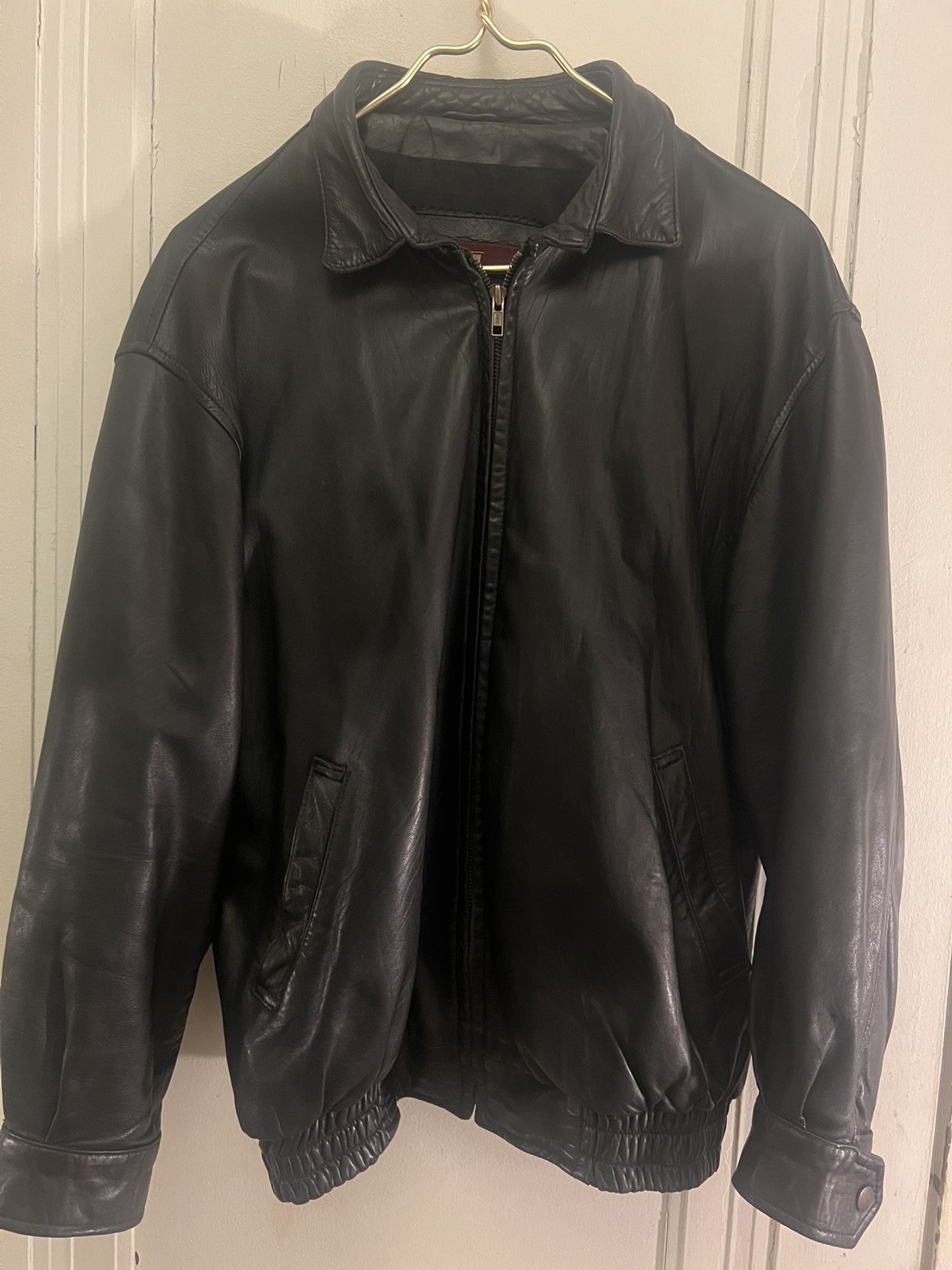 Nordstrom Black Leather Jacket 42 Regular