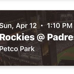 Padres Vs. Rockies Sunday April 12th. 2 Tickets $65 Each