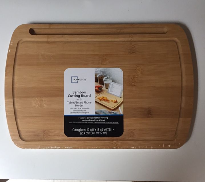 Bamboo Cutting Board With Tablet/Smart Phone Holder