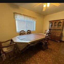 Dining Table Set 5 Chairs Side Table And China Cabinet